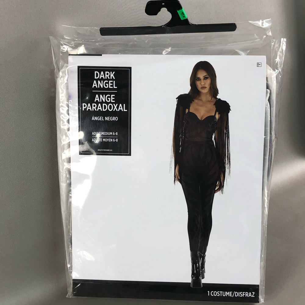 Dark Angel Black Women's Costume with Fringe Shoulders